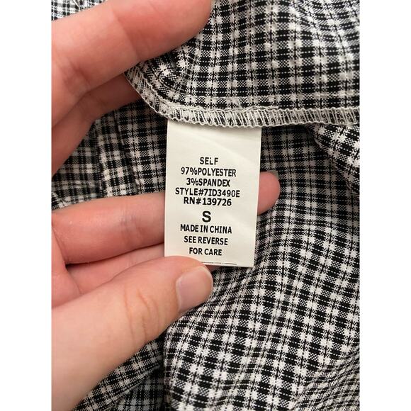 Honey Punch NWOT Gingham Button-Up Short Mini Dress Size S Black White - Picture 7 of 9